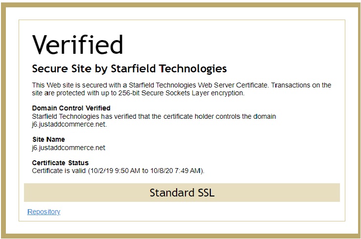 Just Add Commerce SSL Certificate