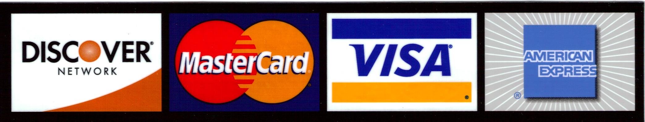 We accept MasterCard, VISA, Discover and American Express